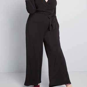 Modcloth Long sleeve black wrap jumpsuit nwot